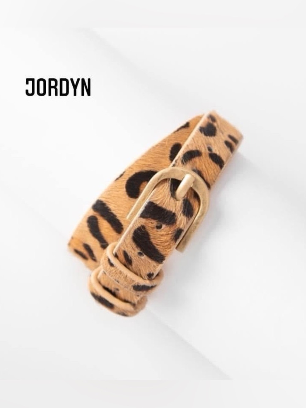 Plunder Jordyn Leopard Print Bracelet - Tan/Black with Gold Buckle